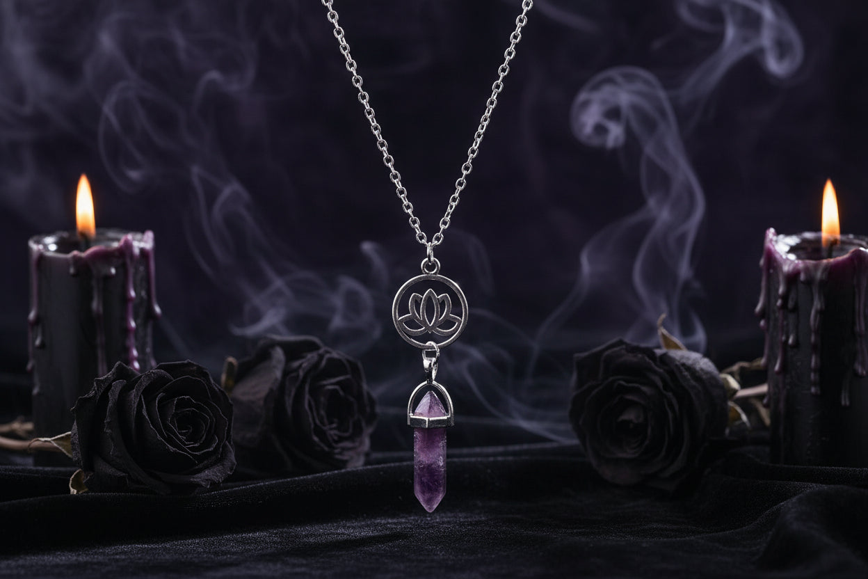 Rune Amulet Necklace - Sorceress Sanctuary Black-Green-Transparent-Purple-Pink