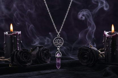 Rune Amulet Necklace - Sorceress Sanctuary Black-Green-Transparent-Purple-Pink