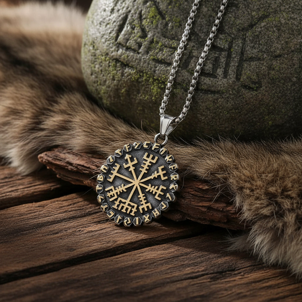 Rune Compass Necklace - Sorceress Sanctuary Steel [single pendant]-Steel [pendant +3.0 * 60cm chain]-Golden [single pendant]-Golden [pendant +3.0 * 60cm chain]