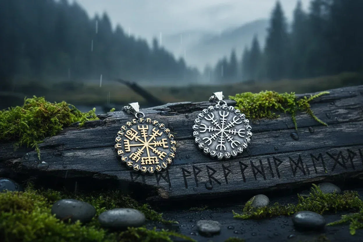 Rune Compass Necklace - Sorceress Sanctuary Steel [single pendant]-Steel [pendant +3.0 * 60cm chain]-Golden [single pendant]-Golden [pendant +3.0 * 60cm chain]