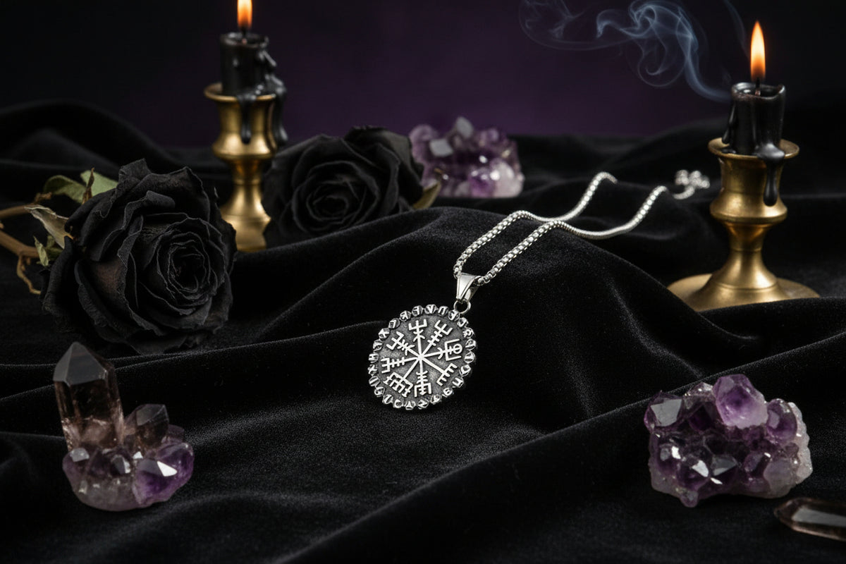 Rune Compass Necklace - Sorceress Sanctuary Steel [single pendant]-Steel [pendant +3.0 * 60cm chain]-Golden [single pendant]-Golden [pendant +3.0 * 60cm chain]