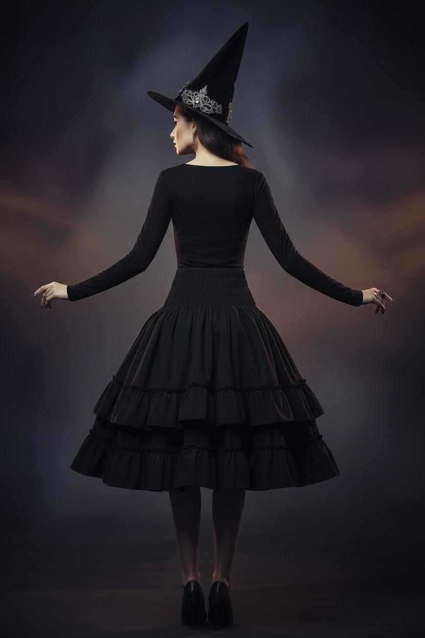 Black tiered skirt on a white background