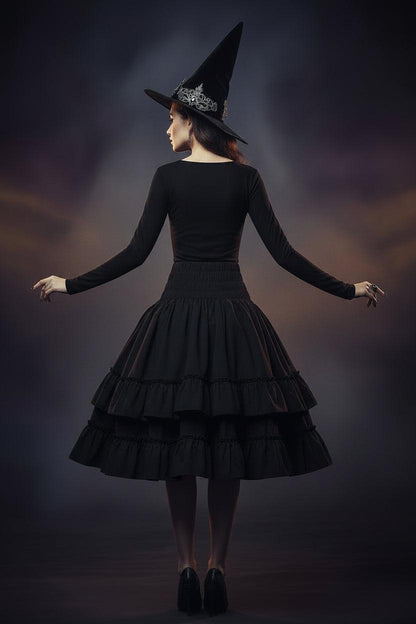 Black tiered skirt on a white background