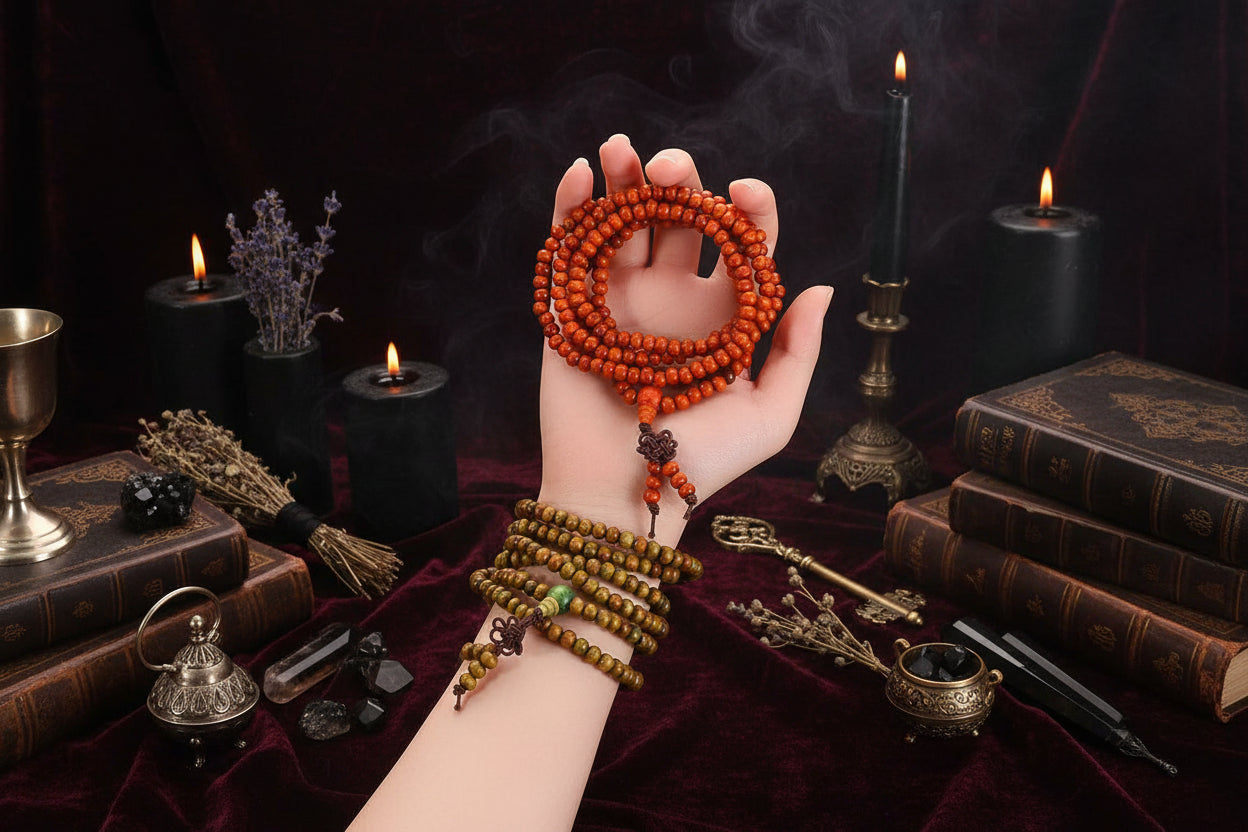 Sandalwood Prayer Beads - Sorceress Sanctuary Green sandalwood-Red sandalwood