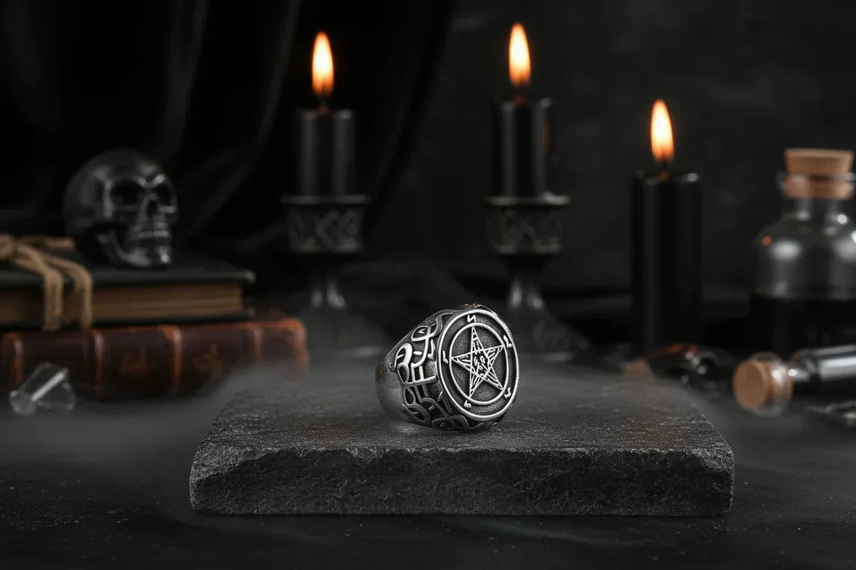 Satanic Goat Ring - Sorceress Sanctuary Silver / No. 6-Silver / No. 7-Silver / No. 8-Silver / No. 9-Silver / No. 10