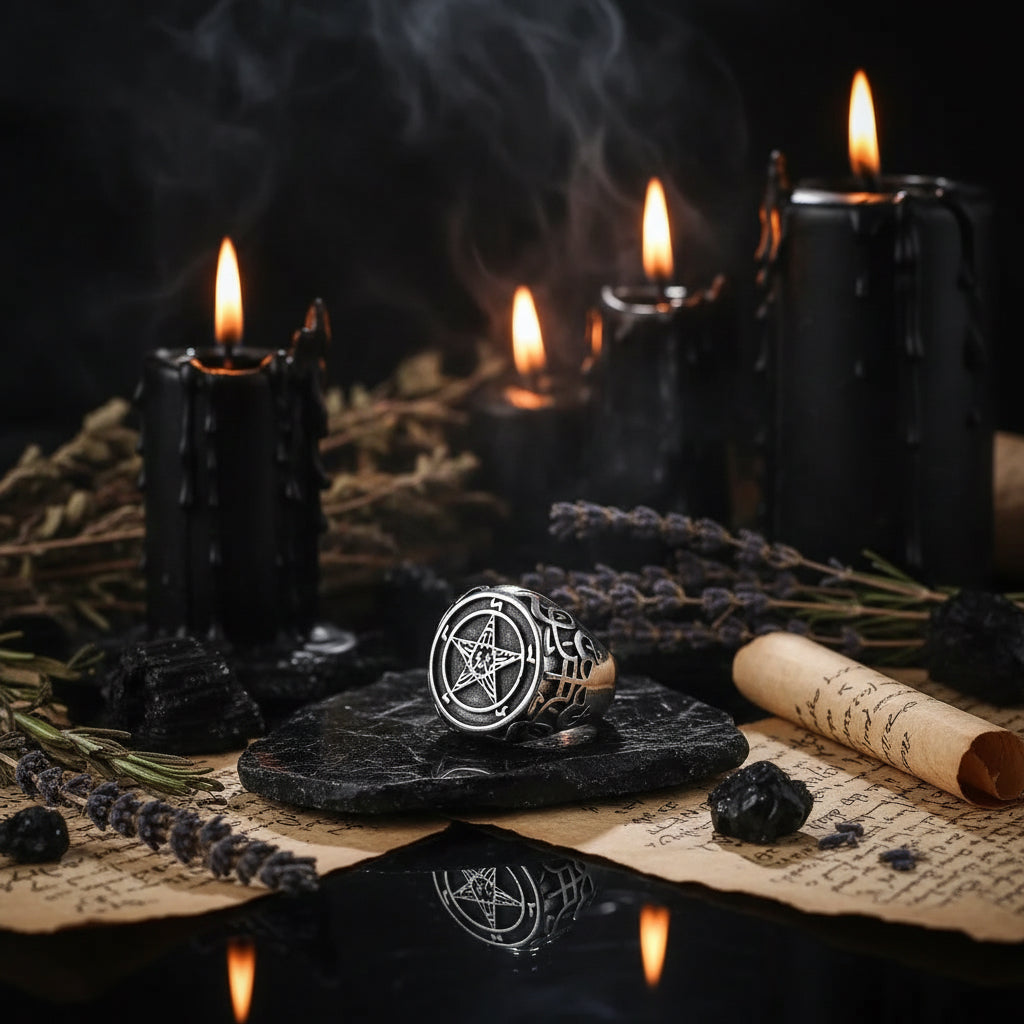Satanic Goat Ring - Sorceress Sanctuary Silver / No. 6-Silver / No. 7-Silver / No. 8-Silver / No. 9-Silver / No. 10