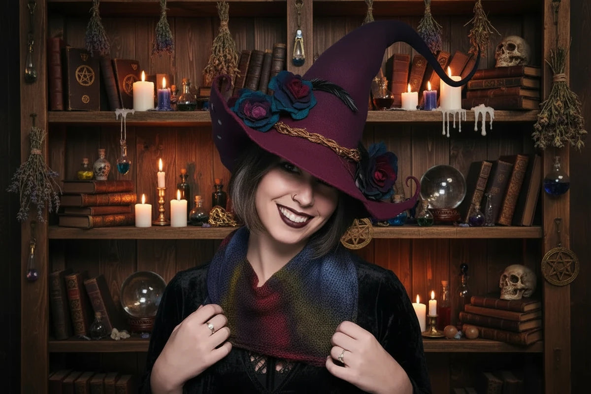 Seasonal Witch Hat - Sorceress Sanctuary Blue-Brown-Pink-Purple
