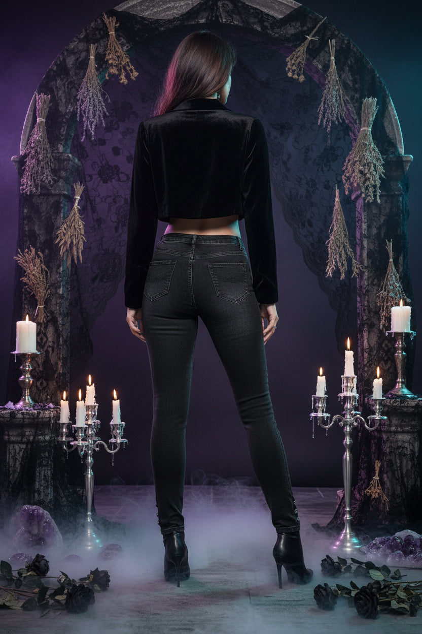 Day of the Dead Women's Fit Jeans with Three-Breasted Legs Sorceress Sanctuary