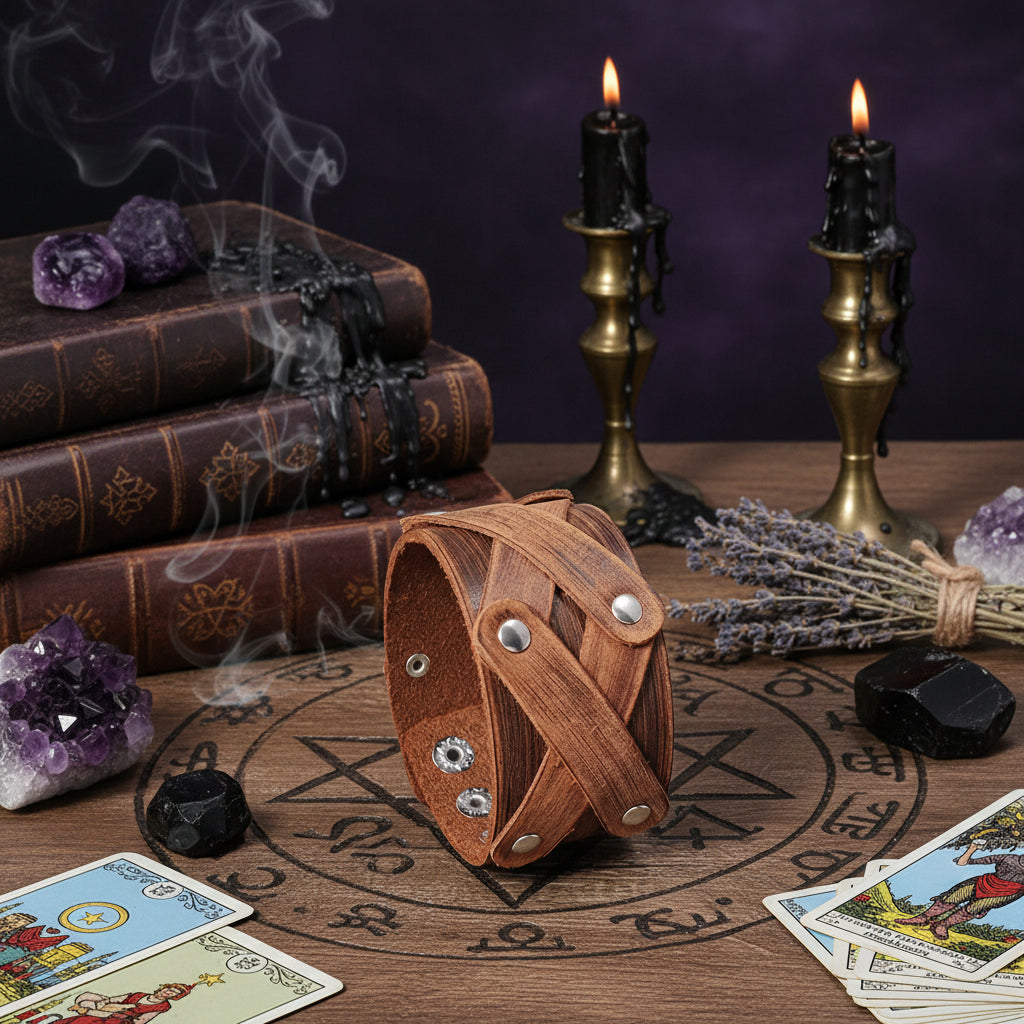 Shadowbound Leather Cuff - Sorceress Sanctuary Picture color