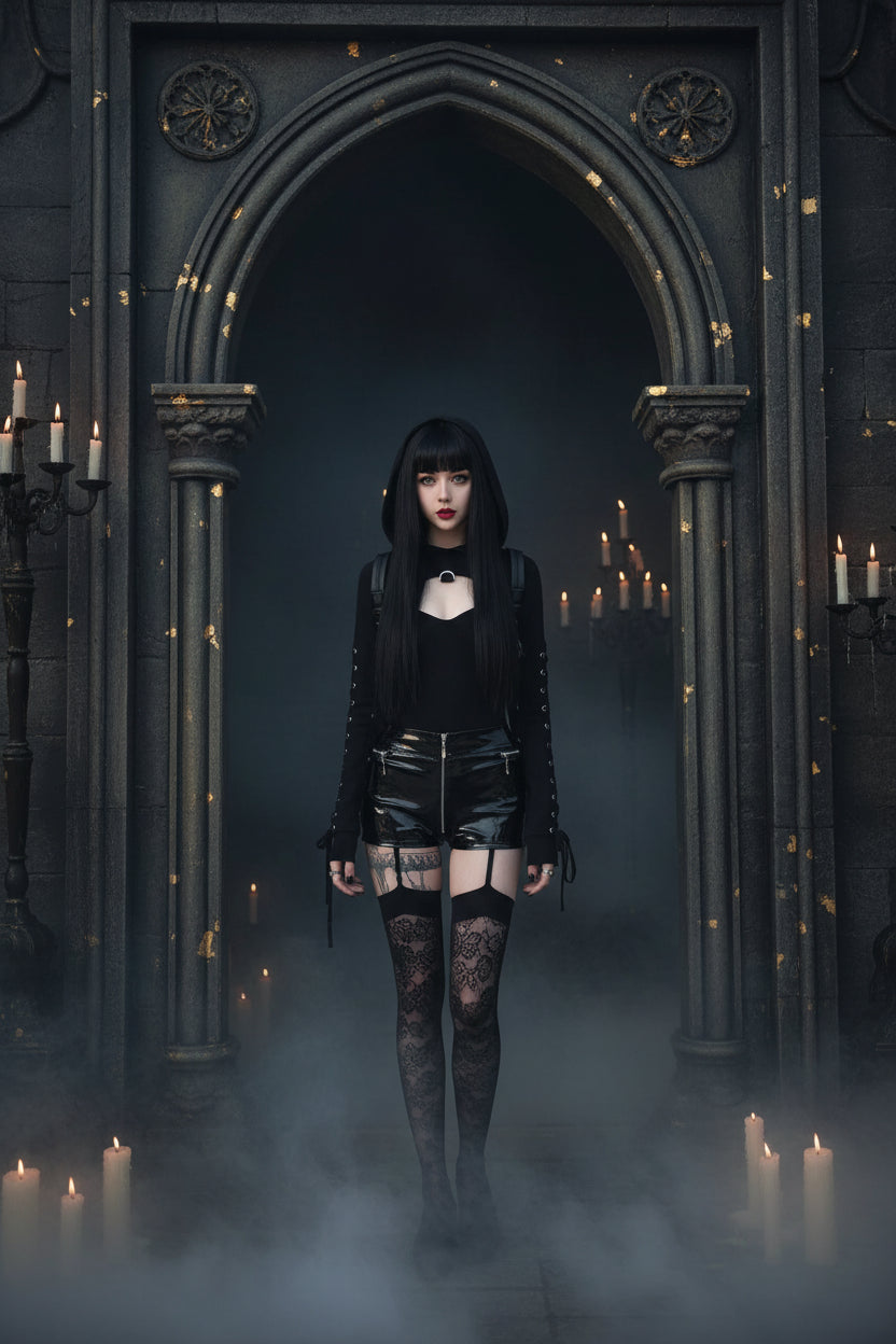 Gothic Hooded Long Sleeve Hoodie for Halloween Sorceress Sanctuary
