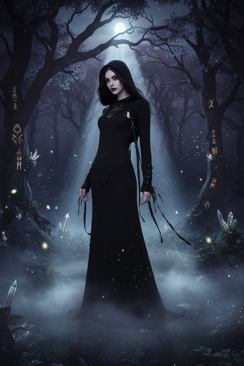 Gothic Hooded Long Sleeve Hoodie for Halloween Sorceress Sanctuary