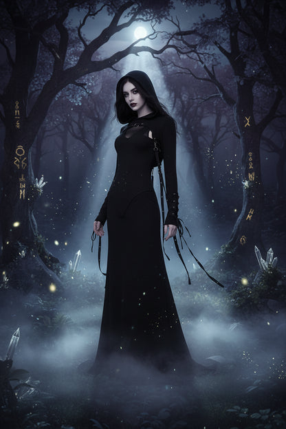 Gothic Hooded Long Sleeve Hoodie for Halloween Sorceress Sanctuary