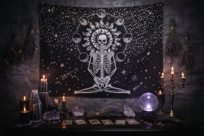 Skull Tapestry, Throw Blanket, Wall Decor Sorceress Sanctuary