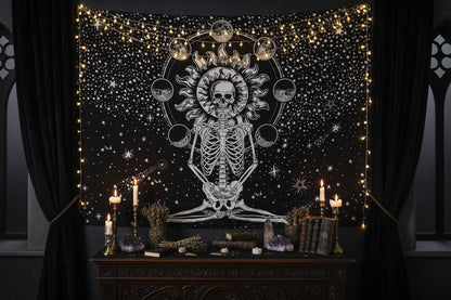 Skull Tapestry, Throw Blanket, Wall Decor Sorceress Sanctuary