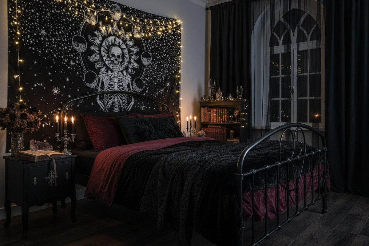 Skull Tapestry, Throw Blanket, Wall Decor Sorceress Sanctuary