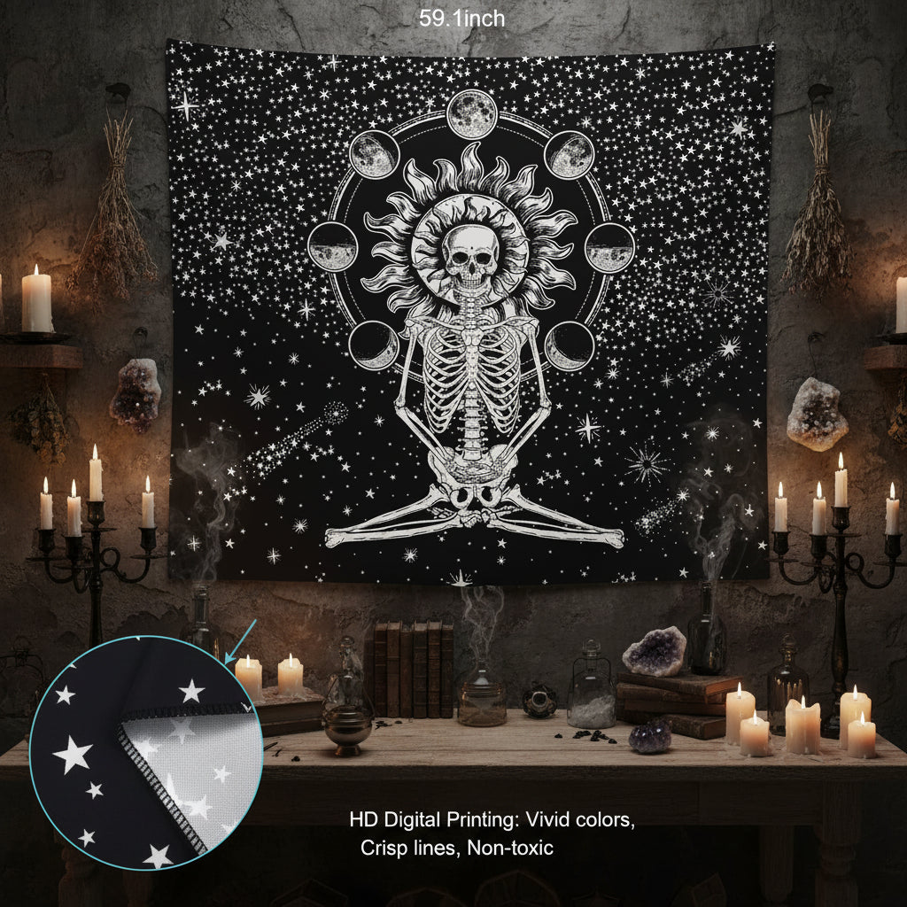 Skull Tapestry, Throw Blanket, Wall Decor Sorceress Sanctuary