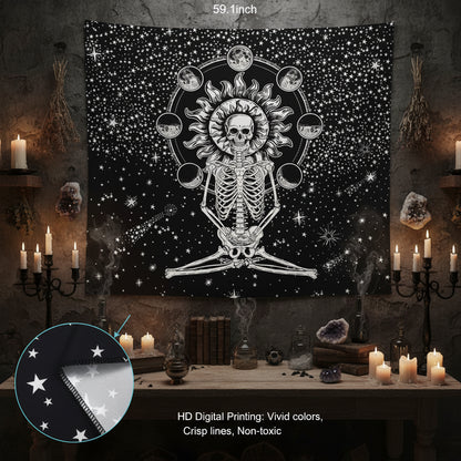 Skull Tapestry, Throw Blanket, Wall Decor Sorceress Sanctuary