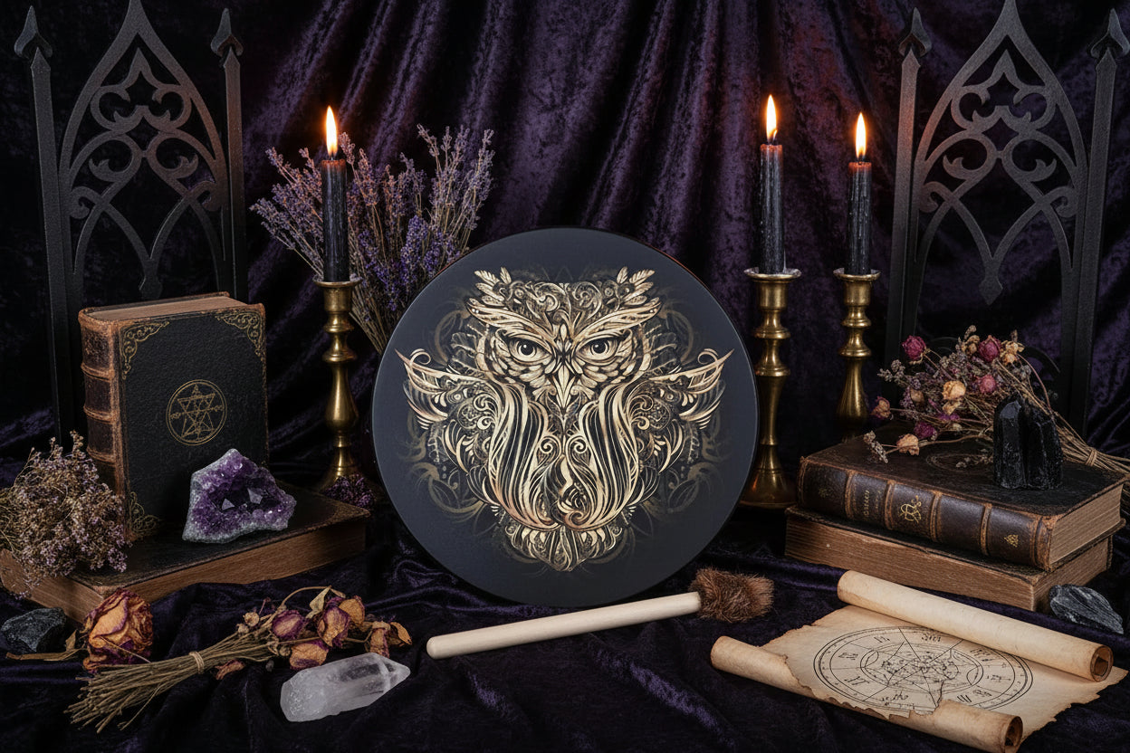 Siberian Owl Drum - Sorceress Sanctuary Owl