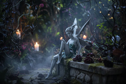 Sitting Fairy Statue - Sorceress Sanctuary White