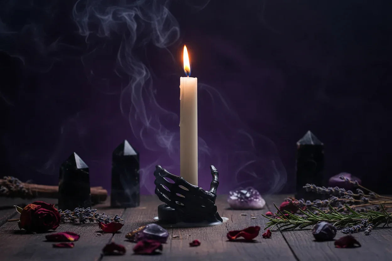 Skeleton Candle Holder - Sorceress Sanctuary Black-White