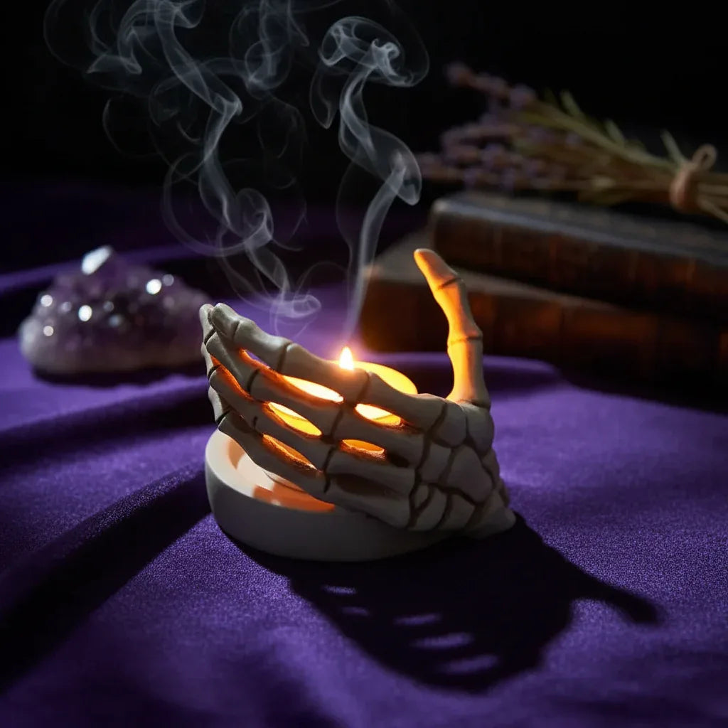 Skeleton Candle Holder - Sorceress Sanctuary Black-White