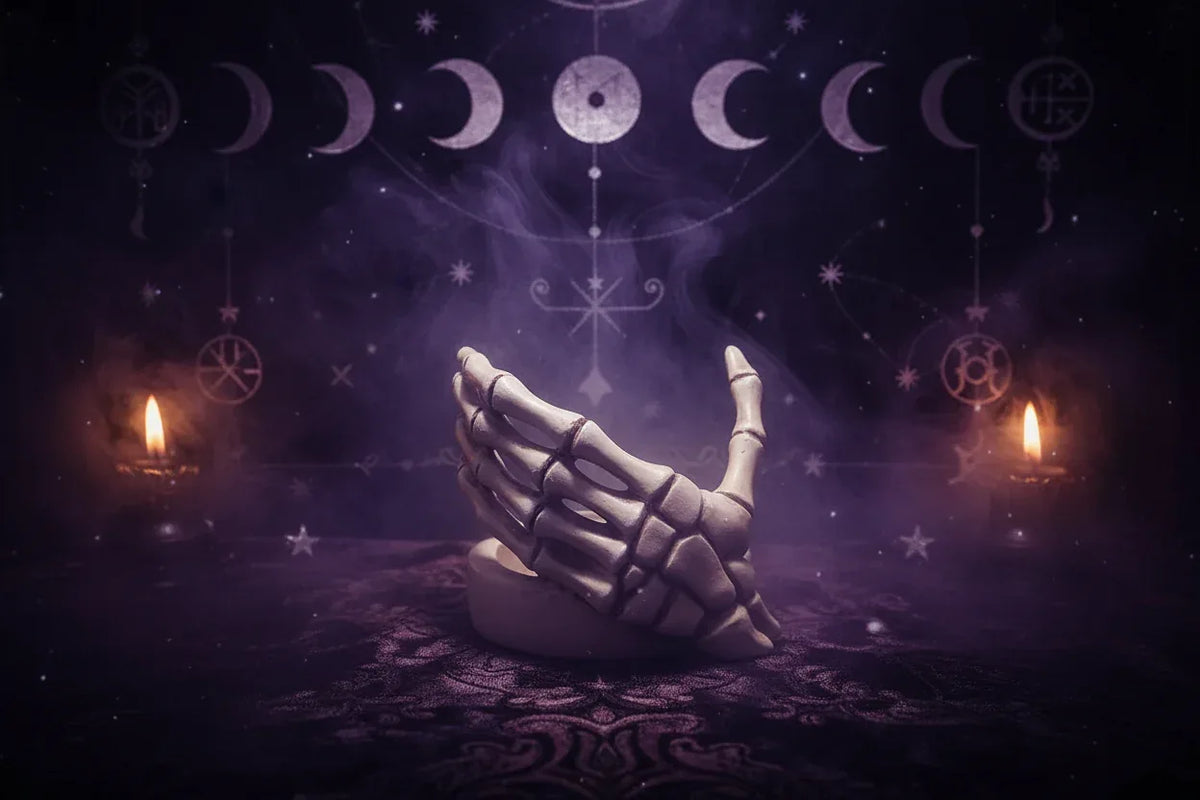 Skeleton Candle Holder - Sorceress Sanctuary Black-White