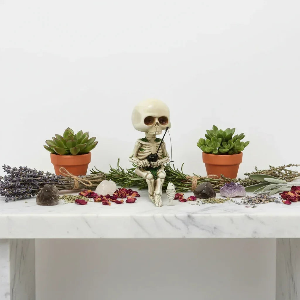 Skeleton Fishing Ornament - Sorceress Sanctuary White