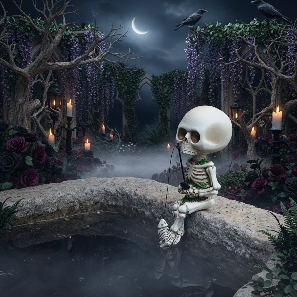 Skeleton Fishing Ornament - Sorceress Sanctuary White