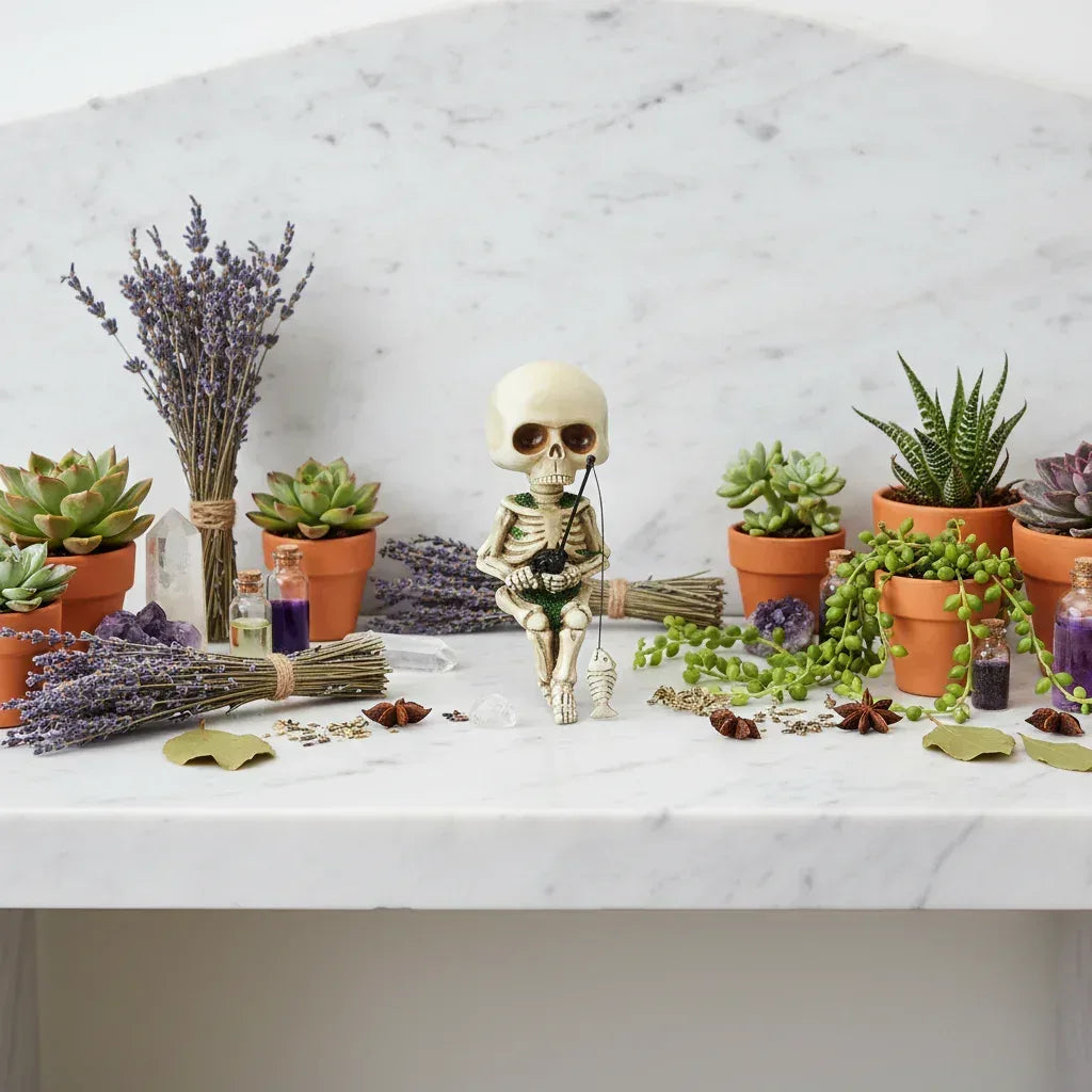 Skeleton Fishing Ornament - Sorceress Sanctuary White