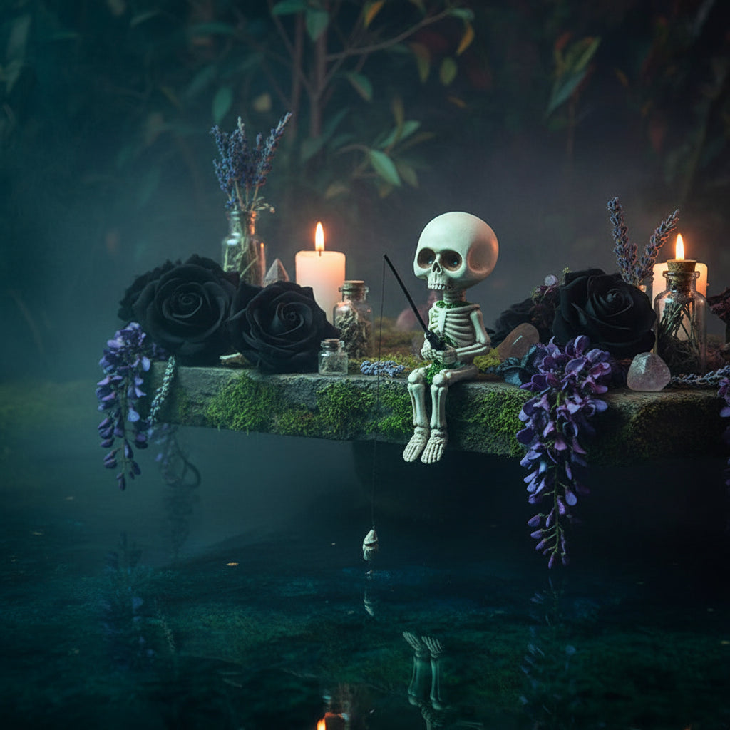 Skeleton Fishing Ornament - Sorceress Sanctuary White