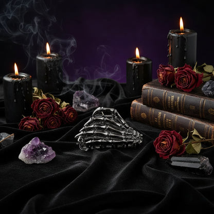 Gothic Punk Metal Hair Clips with Skull and Spider Design Sorceress Sanctuary