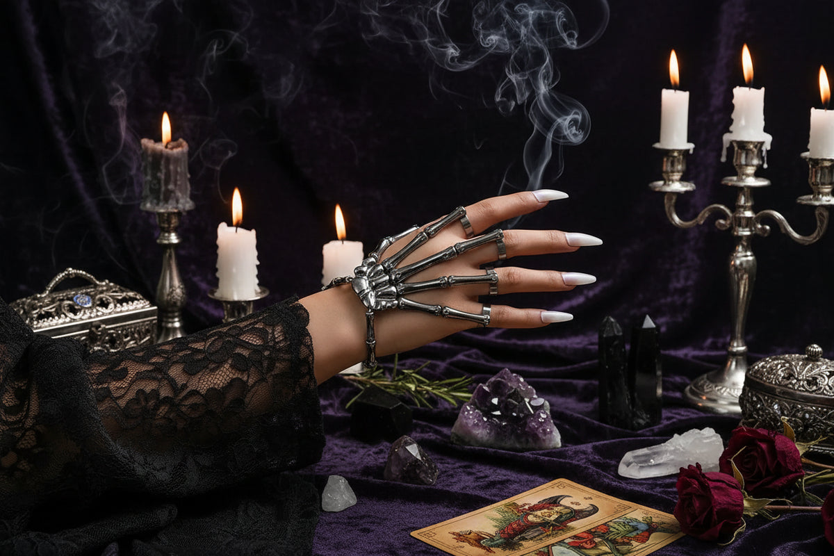Skeleton Stretch Bracelet - Sorceress Sanctuary Silver-Black-Golden