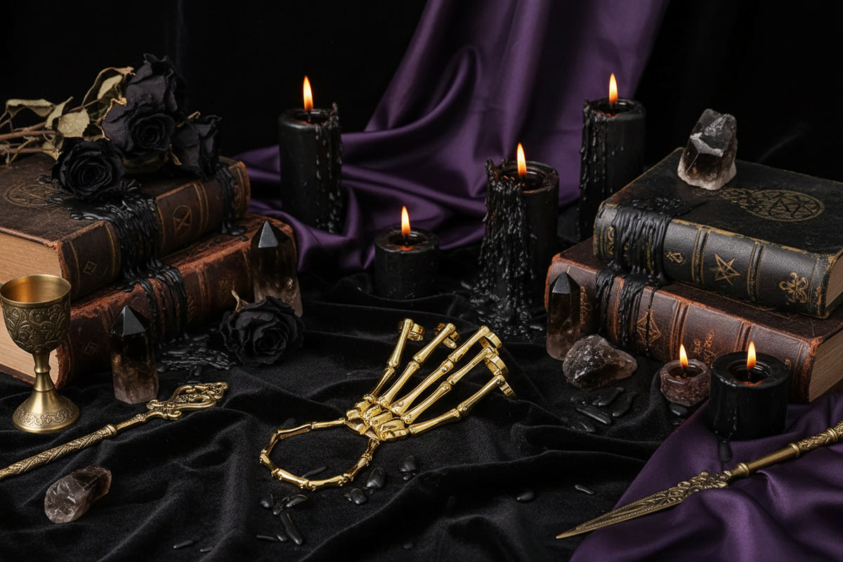 Skeleton Stretch Bracelet - Sorceress Sanctuary Silver-Black-Golden