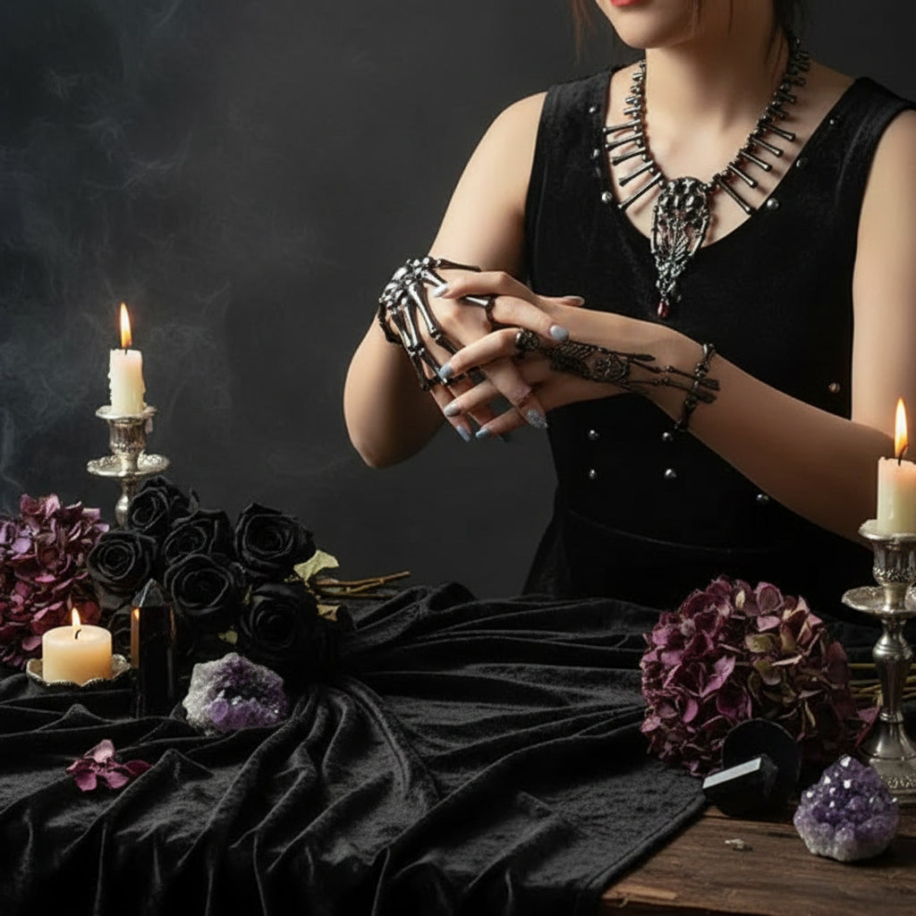 Skeleton Stretch Bracelet - Sorceress Sanctuary Silver-Black-Golden