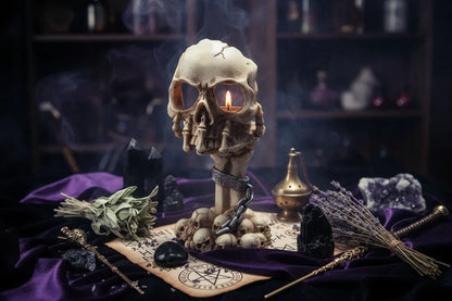 Skull Candle Holder - Sorceress Sanctuary Beige