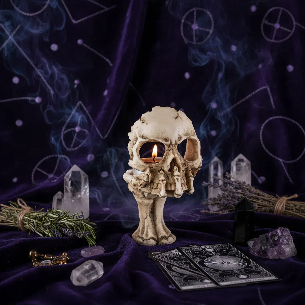 Skull Candle Holder - Sorceress Sanctuary Beige