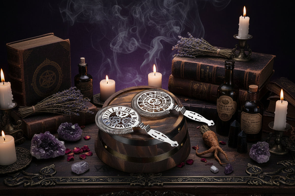 Skull Cocktail Strainer - Sorceress Sanctuary Silver Windmill-Silver Skull-Silver Scorpion