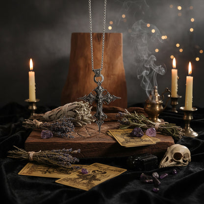 Skull Cross Necklace - Sorceress Sanctuary As Shown
