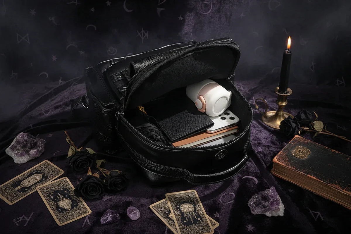 Skull Embroidered Bag - Sorceress Sanctuary Black