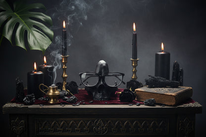 Skull Eyeglass Holder - Sorceress Sanctuary Silvery-Golden-Black