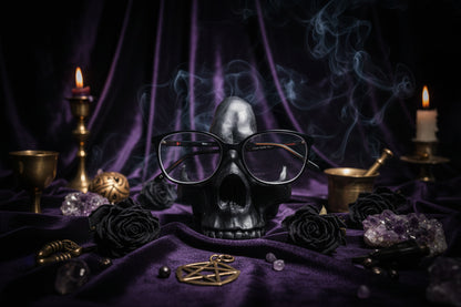 Skull Eyeglass Holder - Sorceress Sanctuary Silvery-Golden-Black