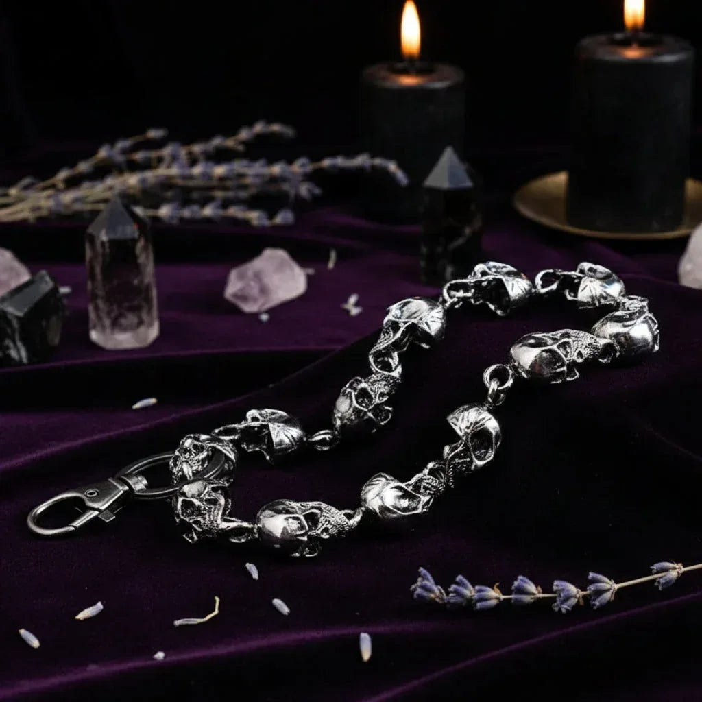 Goth Skull Metal Chain - Sorceress Sanctuary Black