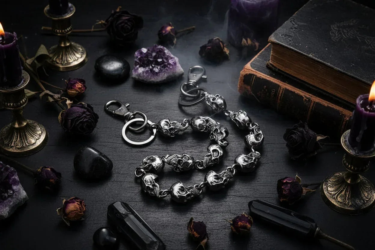 Goth Skull Metal Chain - Sorceress Sanctuary Black