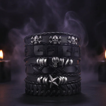 Skull Multi Bracelet - Sorceress Sanctuary Dark green-Vermeil-Light Yellow Gold Color-cobalt violet-REDDISH BROWN