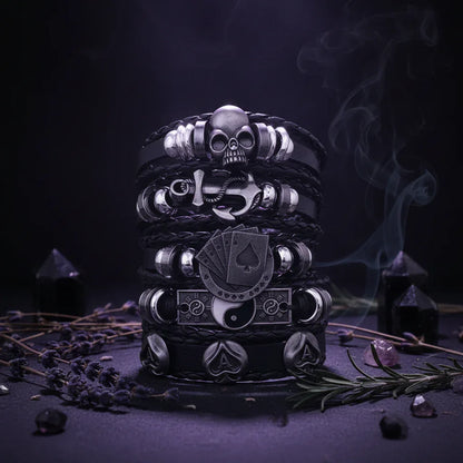 Skull Multi Bracelet - Sorceress Sanctuary Dark green-Vermeil-Light Yellow Gold Color-cobalt violet-REDDISH BROWN