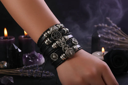 Skull Multi Bracelet - Sorceress Sanctuary Dark green-Vermeil-Light Yellow Gold Color-cobalt violet-REDDISH BROWN