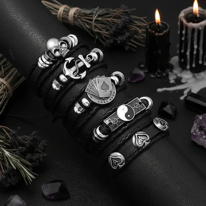 Skull Multi Bracelet - Sorceress Sanctuary Dark green-Vermeil-Light Yellow Gold Color-cobalt violet-REDDISH BROWN