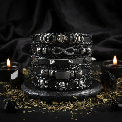 Skull Multi Bracelet - Sorceress Sanctuary Dark green-Vermeil-Light Yellow Gold Color-cobalt violet-REDDISH BROWN