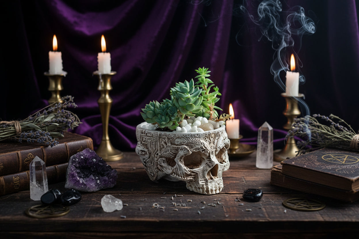 Skull Planter - Sorceress Sanctuary White