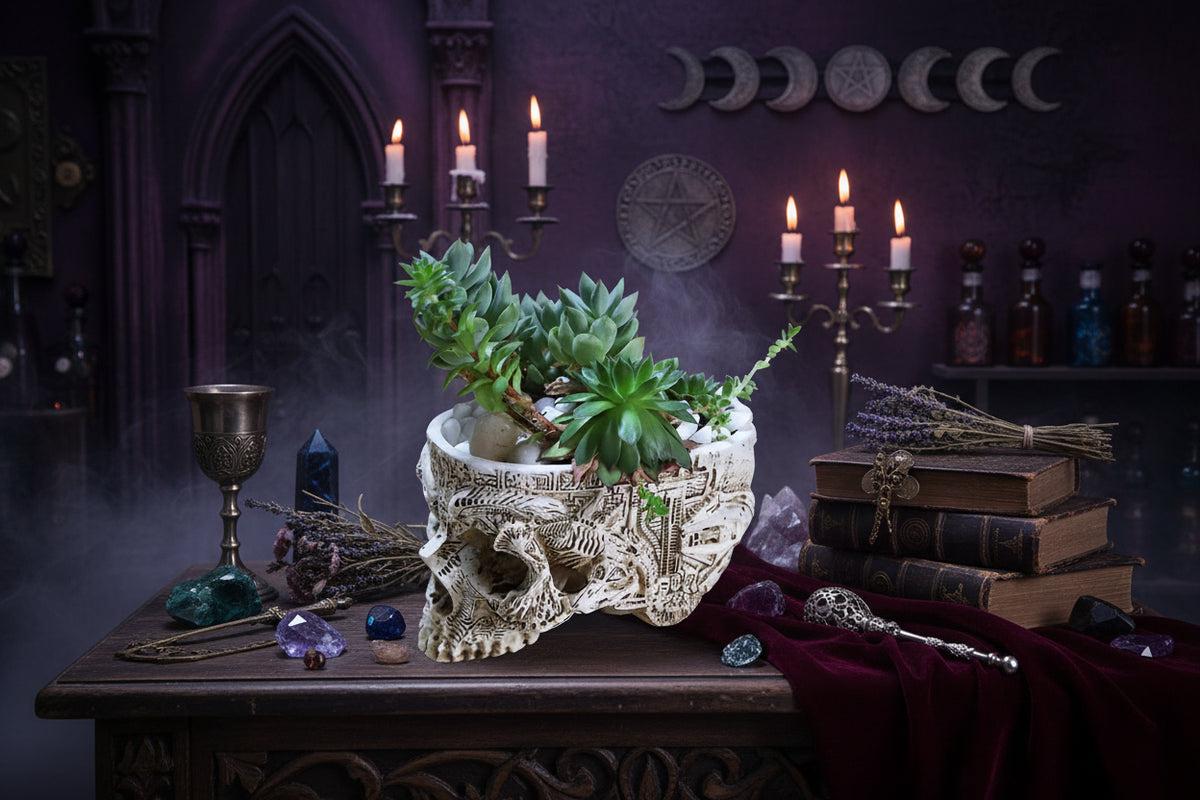 Skull Planter - Sorceress Sanctuary White